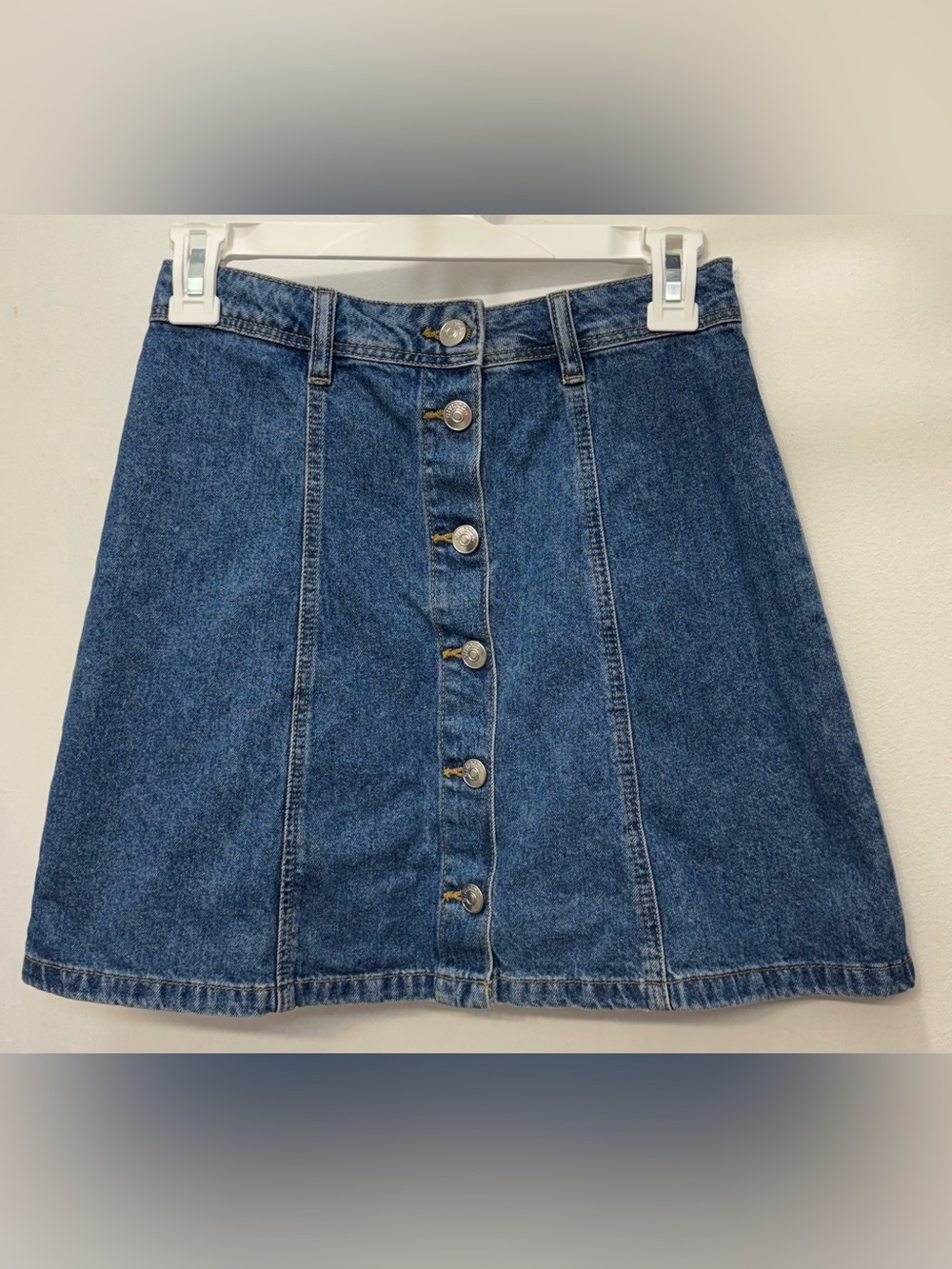 Divided By H&M Blue Denim Front Button Up A-Line Mini Skirt Women’s Size 2